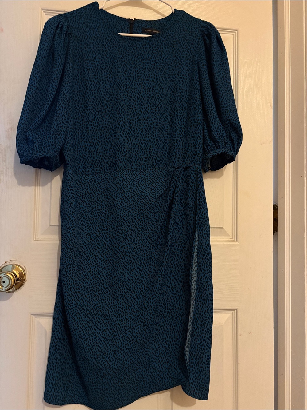 Banana Republic Teal Puff-Sleeve Midi Dress